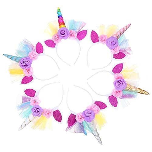 VALICLUD 6 Stück Teiliges Einhorn Haarreifen Bunte Cartoon Kopfbedeckung für Partys Geburtstagsfeiern und Festlichkeiten Einzigartiges Haaraccessoire für Mädchen von VALICLUD