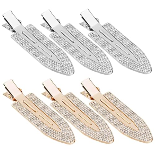 VALICLUD 6 Stück Teiliges Haarklammern mit Strasssteinen Dellen Biegfest für Dickes Haar und Styling Metallspangen in Gold und Silber für Partys und Festliche Anlässe von VALICLUD