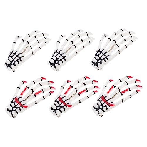 VALICLUD 6 Stück Teiliges Halloween Haarklammer Set Skelett Hand Knochen Haarspangen mit Blutigen Augen Kreative Barrette für Party Urlaub Hochzeit und Kostüm Geeignet für Damen und von VALICLUD