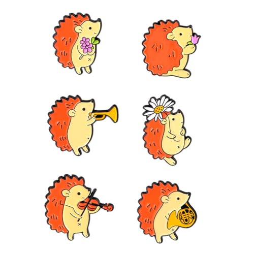VALICLUD 6 Stück Teiliges Igel Broschen aus Legierungs Niedliche Cartoon Anstecknadeln für Kleidung Taschen Rucksäcke und Jacken Leichte und Praktische Mode badges mit Sicherem Verschluss von VALICLUD