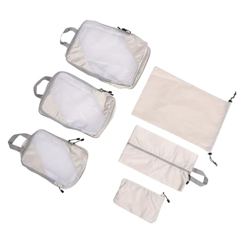 VALICLUD 6 Stück Teiliges Kompressions Packwürfel Set aus Polyester mit Robustem Reißverschluss Platzsparend und Schmutzabweisend Beige Travel Koffer Organizer für Damen Reisegepäck und von VALICLUD