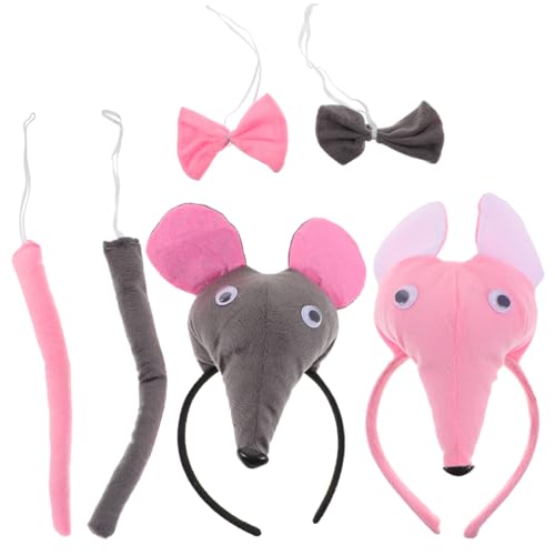 VALICLUD 6 Stück Teiliges Kostüm mit Cartoon Ohr Stirnband Schleife und Bequemes Tier Haarreif Accessoire für Erwachsene für Karneval Halloween und Kostümpartys von VALICLUD