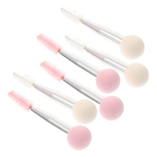 VALICLUD 6 Stück Teiliges Make up pinsel Doppelseitigem Schwamm und Augenbrauenbürste Weiße und Rosa Farbverlaufsgriffe Präzises Auftragen von Foundation und Augenbrauenfarbe für Damen und von VALICLUD