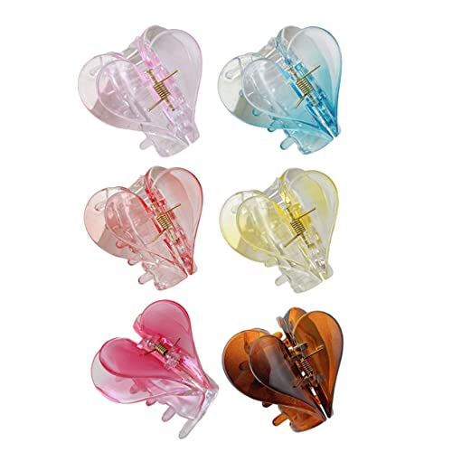 VALICLUD 6 Stück Teiliges Rutschfester Haarklammern aus Herzform Haarkrallenclips für Damen zum Haarefixieren Beim Baden Schminken Reisen und Alltag Langlebig und Stabil von VALICLUD