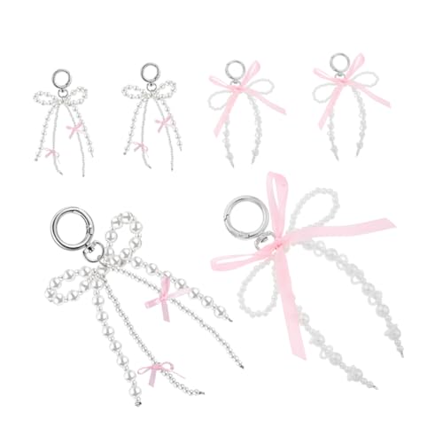 VALICLUD 6 Stück Teiliges Schleifen Schlüsselanhänger mit Eleganten Kunstperlen Leichter Stoff Anhänger für Damen Dekorativer Taschenanhänger Tragbar und Angenehm im Griff Geschenkidee von VALICLUD