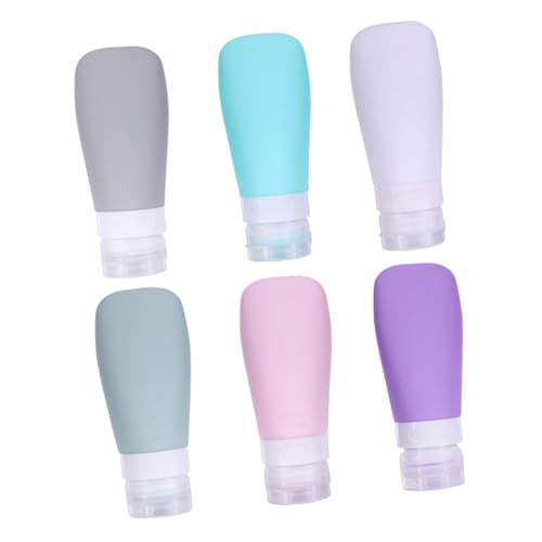 VALICLUD 6 Stück Teiliges Silikon Reise flaschenset Auslaufsichere Kosmetik Quetschflaschen in Farben Leicht Langlebig für Lotionen Shampoo Make up Entferner Handgepäcktauglich Tragbar von VALICLUD