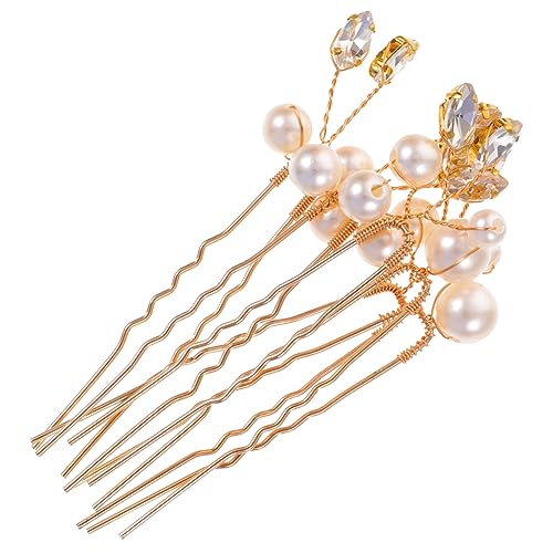 VALICLUD 6 Stück Teiliges U Förmige Haarnadeln mit Perlen und Strass Hochzeits Haarschmuck für Braut und Brautjungfern Goldfarbene Hochzeit Haarnadeln Festlicher Schmuck für Frauen von VALICLUD