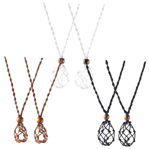 VALICLUD 6 Stück Teiliges Verstellbares Handgewebtes Netz anhänger Kristallhalter DIY Schmuckherstellung Damen Halskette mit Dekorativem Steinhalter in Braun Mehrfarbig von VALICLUD