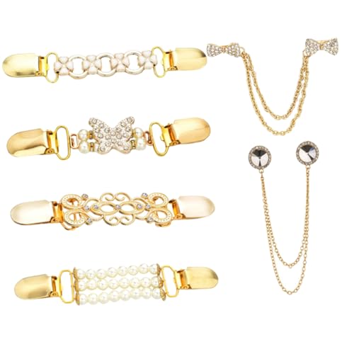 VALICLUD 6 Stück Teiliges Vintage Cardigan Clips in Gold Elegante Broschen für Damen Vielseitige Strickjacken Kleid befestiger Robust und Einfach Anzubringen für Pullover und Oberteile von VALICLUD