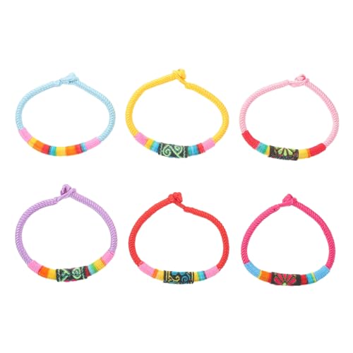 VALICLUD 6stücke Seilarmband Geflochten Bunte Verstellbare Armbänder Ethnische Kleidungsaccessoires Wasserdichte Schnurarmbänder Für Damen Und Herren Handgefertigte Unisex-armbänder von VALICLUD