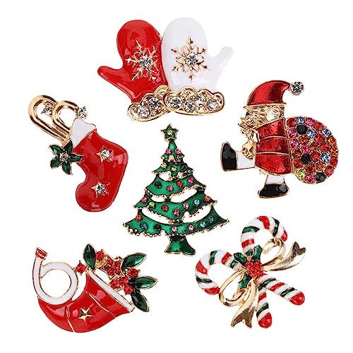 VALICLUD 6stücke Teiliges Weihnachts-broschen-set Mit Kristall Und Glitzer Elegante Anstecker Für Kleidung Accessoires Für Weihnachten Festtagsfeiern Und Besondere Anlässe von VALICLUD
