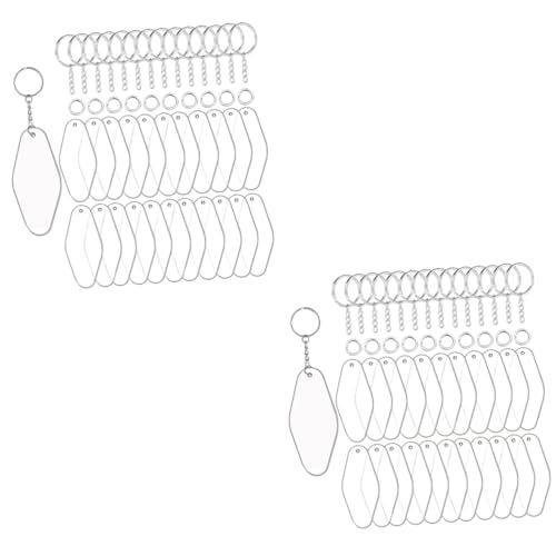 VALICLUD 60 Sätze Schlüsselwort Schlüsselanhänger Für DIY Schlüsseletikett Für Hotel Identifikationsmarken Selber Machen Schlüsseldekor Ornamente Leer Hitze Acryl Einzigartig Gürtelring von VALICLUD