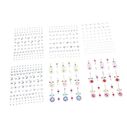 VALICLUD 6Blätter Edelstein Gesichtsaufkleber Selbstklebende Aufkleber für Partys Festivals und Besondere Anlässe Glänzend und Vielseitig Einsetzbar von VALICLUD