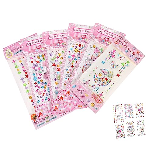 VALICLUD 6Blätter Edelstein Gesichtsjuwelen Selbstklebende Aufkleber für Körper Schmuck Sticker für Halloween Cosplay Festivals Sicher und Hautfreundlich Farbenfrohe Designs von VALICLUD