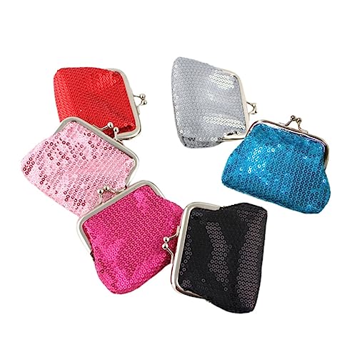 VALICLUD 6 Stücke Pailletten Geldbörse Damen Kleine Schnallen Portemonnaie für Münzen Schlüssel und Scheine Tragbare Handtasche für Alltag und Reisen von VALICLUD