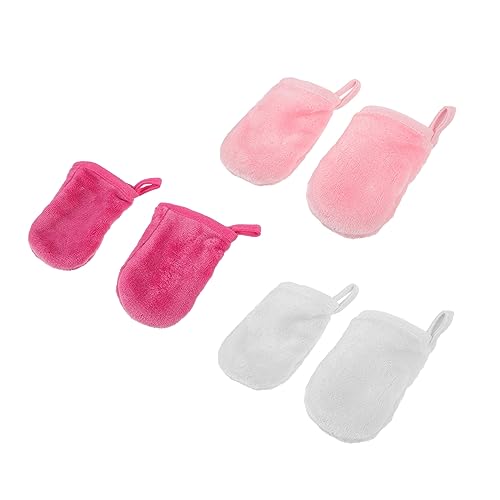 VALICLUD 6Stücke Teiliges Gesichtsreinigungshandschuhe Waschbare Make Up Entferner Handschuhe Atmungsaktiv Wiederverwendbar für Reisen Faderlos Weiß Rosa von VALICLUD
