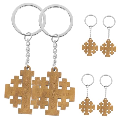 VALICLUD 6 Stücke Schlüsselanhänger Holz Kreuz Charm Schlüsselanhänger Dekorative Für Tasche Hängen Schlüsselring von VALICLUD