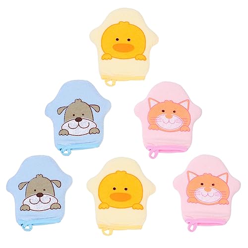 VALICLUD 6stücke Badehandschuhe Für Junge Mädchen Cartoon Design Neugeborenen Bad Handschuhe Badezubehör Einfache Badehandschuhe Junge Mädchen Dusche Handschuhe von VALICLUD