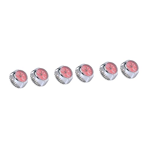 VALICLUD 6stücke Ringuhren Für Damen Und Herren Kreative Fingerringe Mit Mini-zeitdisplay Modisches Accessoire Rot Für Jeden Anlass von VALICLUD