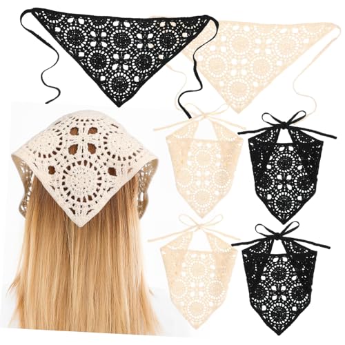 VALICLUD 6stücke Teiliges Gehäkeltes Haartuch Damen Stilvolle Bandanas in Beige Und Schwarz Vielseitige Haaraccessoires Für Täglichen Gebrauch Für Reisen Und Fotos von VALICLUD