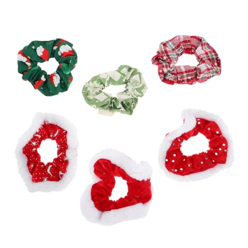 VALICLUD 6stücke Weihnachten Haargummis Elastische Haarbänder Mit Flauschigem Weißen Rand Pferdeschwanzhalter Für Frauen Und Mädchen Haaraccessoires Für Festtagsfrisuren von VALICLUD