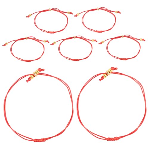 VALICLUD 7 Stück Teiliges Rotes Seilarmband Verstellbar Schutz Armband für Damen Herren Glücksbringer Freundschaft Schmuck Passend zu Jedem Anlass von VALICLUD