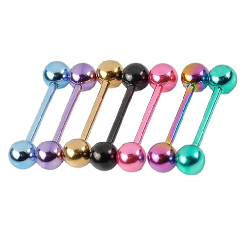 VALICLUD 7 Stück Teiliges Zungenpiercing aus Edelstahl Doppelköpfige Gerade Barbells in Hantel form Hautfreundlicher Rostfreier Körperschmuck für Damen und Herren Langlebig und von VALICLUD
