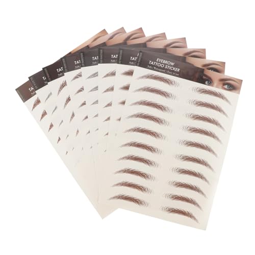 VALICLUD 8 Blatt Wasserfeste Eyebrow Sticker Natürliche Augenbrauen Tattoos Selbstklebend für Damen Schnelle Anwendung Form für Gesichtsformen von VALICLUD