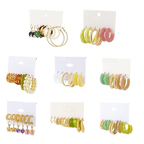 VALICLUD 8 Sätze Teiliges Creolen mit Schmetterling und Perlen Leichte Ohrhänger Geometrische Ohrkreolen Komfortabel Hautfreundlich Vielseitig Kombinierbar für Damen und Alltag von VALICLUD