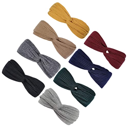 VALICLUD 8 Stck Damen Turban Stirnband Teilig Elastisch Schweißabweisend für Yoga Laufen und Sport Atmungsaktiv Hautfreundlich Modischen Farben Khaki Weinrot Hellgrau Dunkelgrau Schwarz von VALICLUD