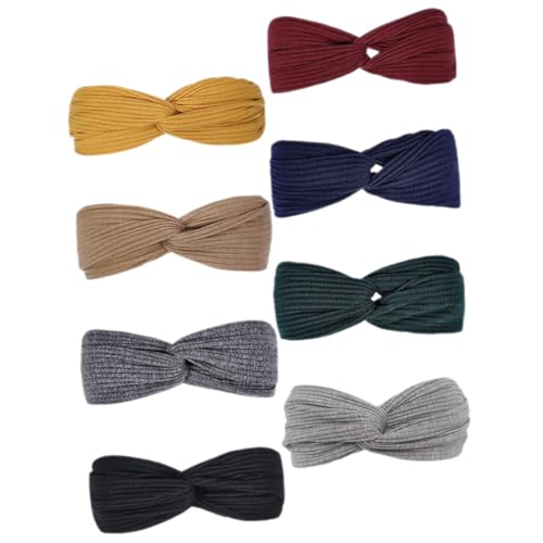 VALICLUD 8 Stck Teiliges Elastisches Stirnband Damen Gedrehtes Turban Design Atmungsaktiv Schweißabsorbierend Dehnbar Vielseitig für Yoga Sport Fitness und Alltag Geeignet Modische von VALICLUD