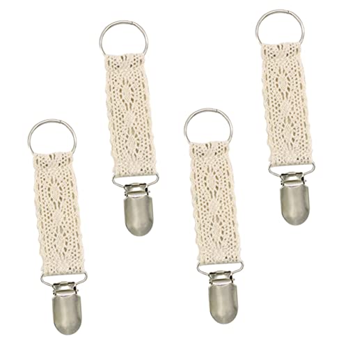 VALICLUD 8 Stk Spitze Hut Clip Spitzenhutclips für Gepäck Hutclip für unterwegs Hutclips für Handtaschen beutelclips beutelklammer dekorative Hutklammer Mehrzweck-Hutklemme Baumwolle Beige von VALICLUD