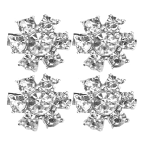 VALICLUD Mini-Strass-Blumenbrosche Silber – 6 BlumenbläTter Strass-Clips FüR Kleidung Taschen Schuhe Und Hochzeitskleider 1.5 Cm von VALICLUD