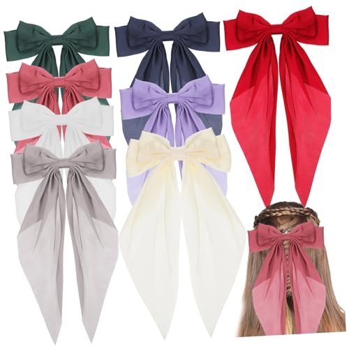 VALICLUD 8 Stück Haarspange mit großer Schleife Weiß Haarspange Schleife französisch Band- Paillette Haarklammern Haarschleifen Haarschmuck für Damen Bänder für Haarbögen Stoff von VALICLUD