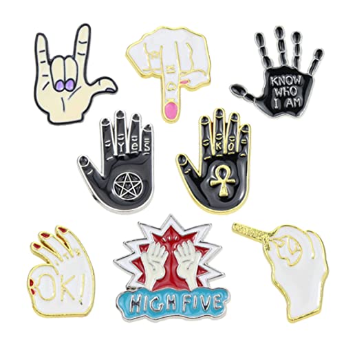 VALICLUD 8 Stück Letter Style Broschen Hand Design Corsage Thema Breastpin Mode Kleidung Pin Für Kinder Erwachsene von VALICLUD