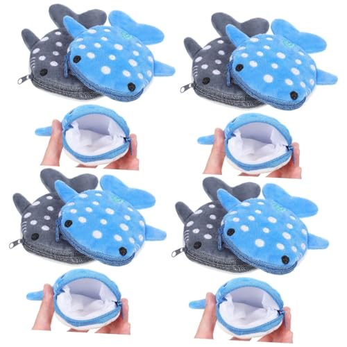 VALICLUD Clutch Geldbörse Damen Süss 8 Stück Plüsch Kinder Geldbörse Mit Hai Münztasche Blau + Grau Mini Make up Tasche Tier Geldbörse Geldbörse Mit Reißverschluss Damen Geldbörse Plüsch Einhorn von VALICLUD