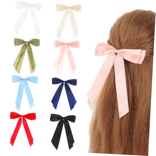 VALICLUD 8 Stück Schleife Haarnadel Haarspange Bögen wählen Clips lang Haarschleifen für Frauen Mädchen Haarschleifen für Mädchen Haarzubehör Mädchen Haarschleifen Polyester von VALICLUD