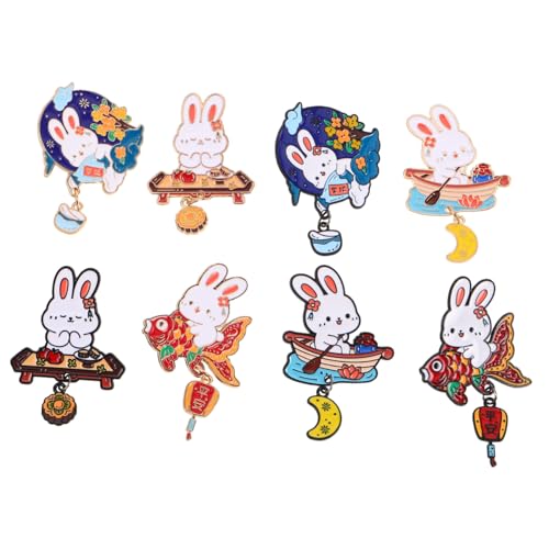 VALICLUD 8 Stück Teiliges Bunny Broschen aus Zinklegierung Niedliche Cartoon Anstecker Tierische Rucksack Kleidungsschmuck Kompakt Langlebig als Geschenk für Kaninchenliebhaber von VALICLUD