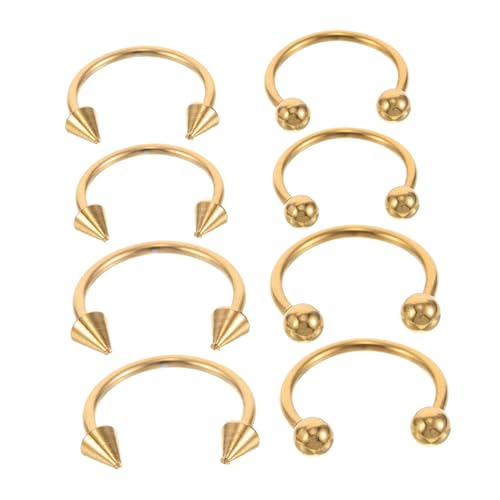 VALICLUD 8 Stück Teiliges Edelstahl C Förmige Nasenringe und Ohrstecker Vielseitig für Septum Tragus Helix Lippenpiercing Modische Minimalistische Piercing Schmuck für Damen und Herren von VALICLUD