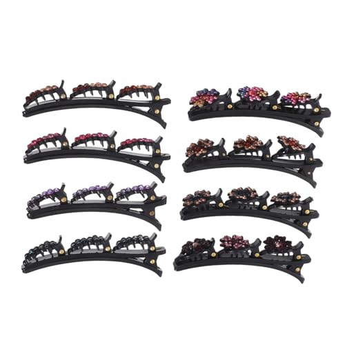 VALICLUD 8 Stück Teiliges Geflochtenes Haarclip Blumenmotiv Funkelnde Strass-haarklammern für Mädchen und Damen Fester Sitz Leichtes Material Vielseitig Einsetzbar für Haar von VALICLUD