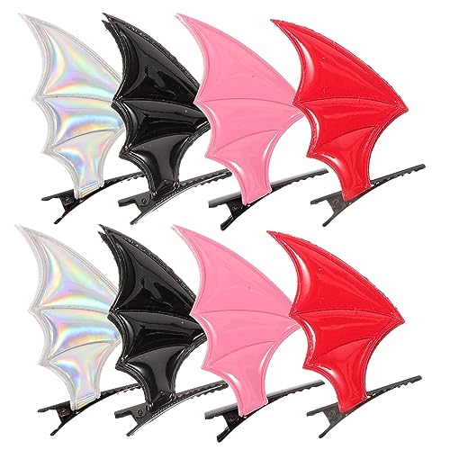 VALICLUD 8 Stück Teiliges Halloween Haarklammer mit Fledermausflügel Design Leichte Strapazierfähige Haarclips in Rot Schwarz Silber für Frauen und Mädchen für Cosplay Party Karneval und von VALICLUD