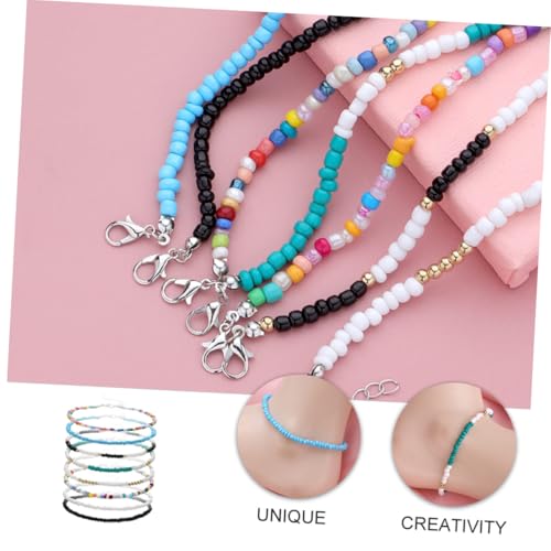 VALICLUD 8 Stück Teiliges Handgefertigtes Fußkettchen für Damen Verstellbare Bunte Perlenketten Minimalistischer Boho Schmuck Sommerliche Strand accessoires Charmante Fuß Handkettchen von VALICLUD