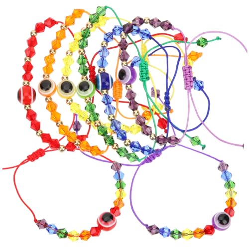 VALICLUD 8 Stück Teiliges Handgefertigtes Perlen armband mit Verstellbarem Bösem Auge in Bunten Farben Stilvolles Armband für Damen und Herren Modisches Handgelenkschmuck für Alltag Party von VALICLUD