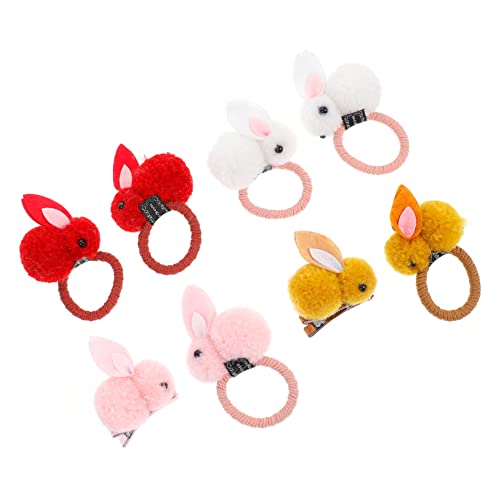 VALICLUD 8 Stück Teiliges Hasenohren Haargummi mit Plüsch Haarclip Weiche Elastische Ponytail Halter für Mädchen Komfortabel Haarschonend für Ostern Schule und Kinderfest von VALICLUD