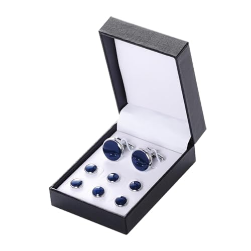 VALICLUD 8 Stück Teiliges Manschettenknopf-set für Herren Französischer Stil Runde Emaille Tuxedo Manschettenknöpfe und Hemdknöpfe Elegantes Schmuckset für Anzughemden Geeignet für von VALICLUD