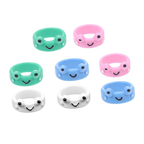 VALICLUD 8 Stück Teiliges Niedliche Frosch Fingerringe aus Kunststoff Modische Einfache Fingerdekorationen für Mädchen Ergonomisch Gestaltet Vielseitig Tragbar zu Party und Alltag von VALICLUD