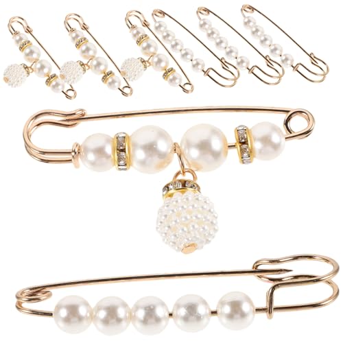 VALICLUD 8 Stück Teiliges Perlen Broschen Sicherheitsnadeln Dekorative Taillen Spanner Pins mit Eleganten Perlen Vielseitig für Hosen Röcke Strickjacken und Schals Robust und Einfach zu von VALICLUD