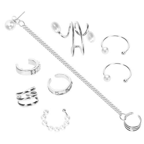 VALICLUD 8 Stück Teiliges Perlen Ohrclips Non Piercing Ear Cuff Schmuck Elegant Modisch für Damen und Herren Einfache Anbringung Vielseitig für Geburtstag Hochzeit Party Alltag von VALICLUD