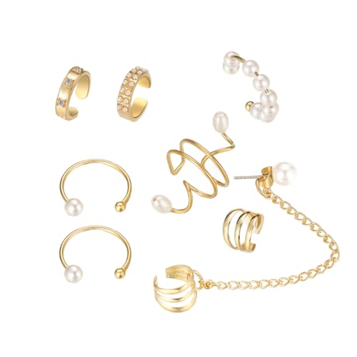VALICLUD 8stücke Perlen Ohrclips Für Frauen Ohrklemmen Manschettenohrringe Perlendesign Ohrschmuck Tragbar Leicht Elegant Besonderer Anlass Persönliches Temperament Geburtstagsgeschenk von VALICLUD