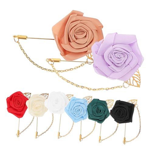 VALICLUD 8stücke Rosenblumen-anstecknadeln Für Herren Satin-kette Mit Flache Rosenblütenbrosche Für Hochzeit Jubiläum Anzug Smoking VALICLUD 8stücke Rosenblumen-anstecknadeln Für Herren Satin-kette Mit Flache Rosenblütenbrosche Für Hochzeit Jubiläum Anzug Smoking von VALICLUD